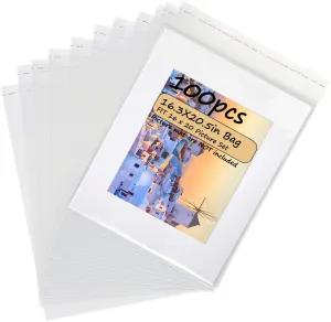 100 Pack 16 1/3 X 20 1/2 inch Plastic Clear Bags,OPP Storage Bag for 16x20 Picture Framing Mats Art Prints/Photos/Painting/Plastic Sheet(16 1/3 X 20 1/2 inch for 16x20 Mats)