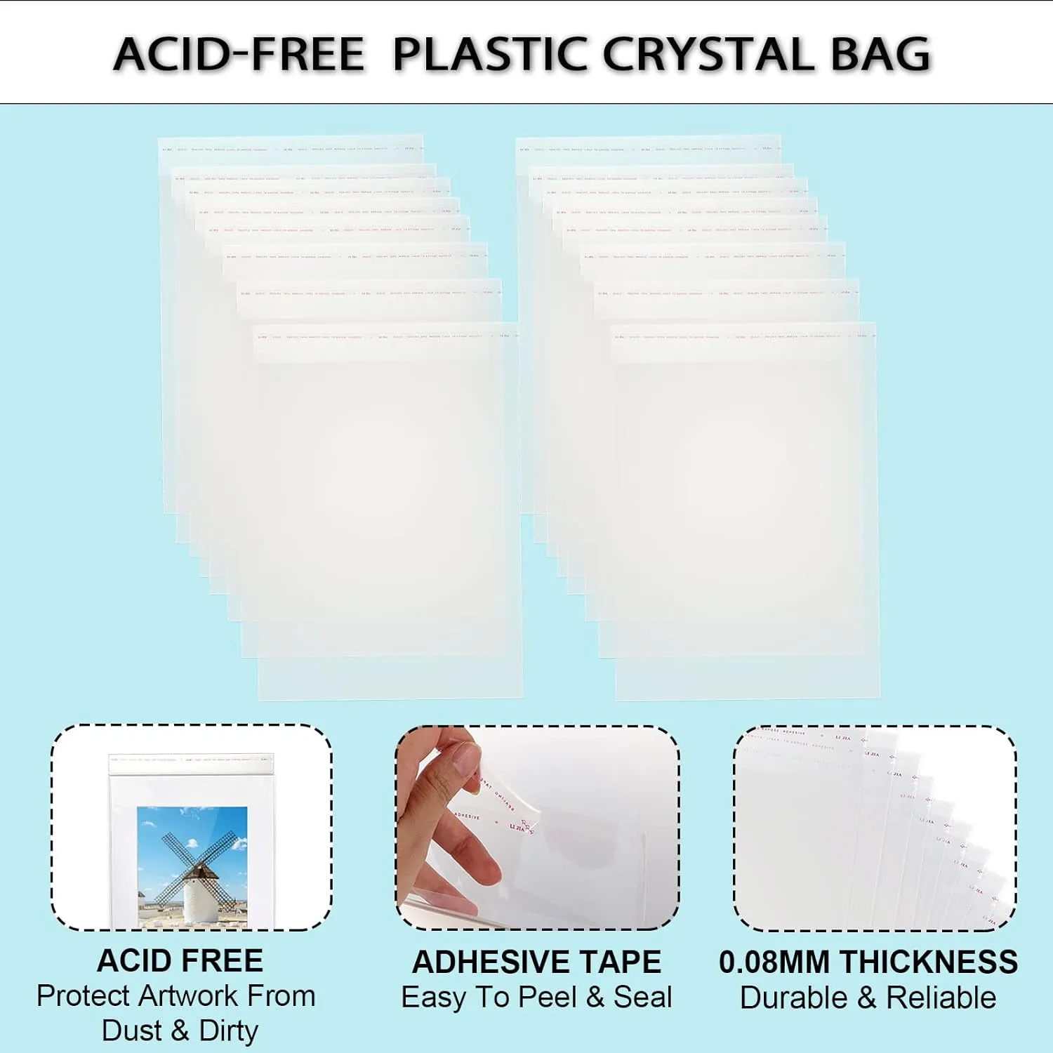 100 Pack 16 1/3 X 20 1/2 inch Plastic Clear Bags,OPP Storage Bag for 16x20 Picture Framing Mats Art Prints/Photos/Painting/Plastic Sheet(16 1/3 X 20 1/2 inch for 16x20 Mats)