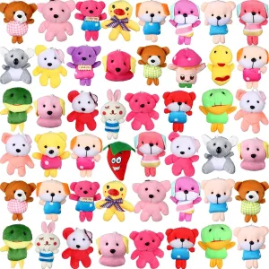 100 Pack Mini Plush Animals Toys Set Small Stuffed Animals Toys Small Animal Plush Keychain Set for Valentine Easter Party Carnival Prizes Classroom Rewards Goody Bags Filler, 27 Random Style