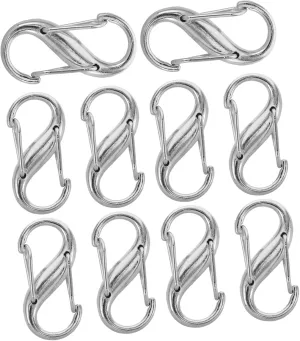 10pcs Handbag Buckles Metal Chain Clips for Adjustable Strap Length Fastening Lock Buckles for Shoulder Bag Repair Silver