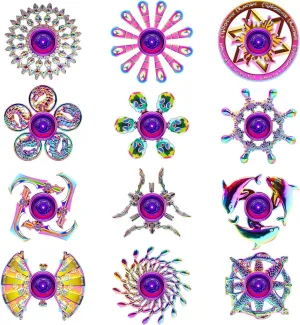 12 Pack Alloy Metal Fidget Spinners, Durable Office Desk Sensory Toys for Stress Relief & Anxiety, Cool Fidget Spinners Bulk, Cool Gadget Easter Egg Filler Stuffer, Fidget Toy Gift for Kids Adults