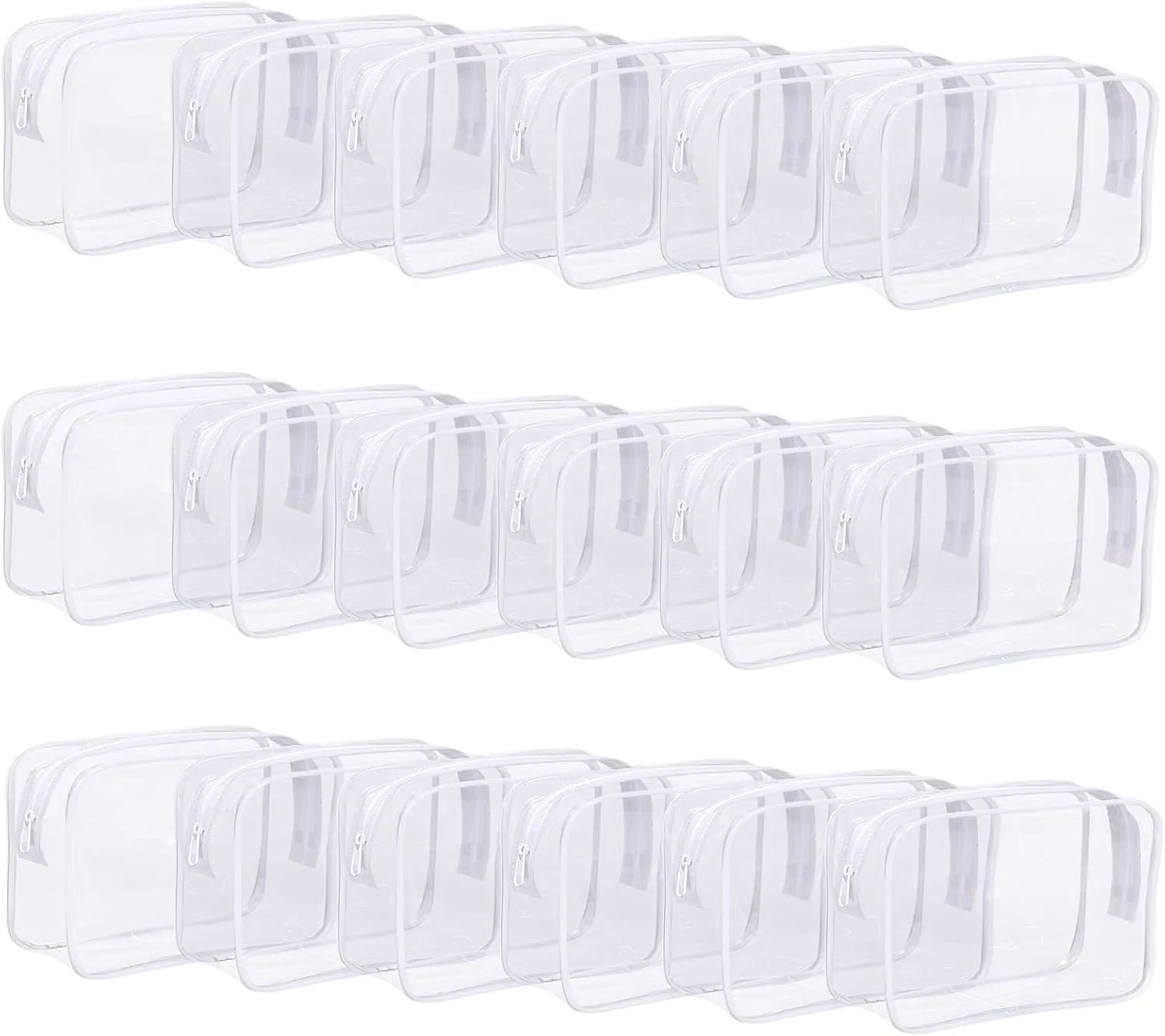 18 Pieces Clear Cosmetics Bag, TSA Approved Toiletry Bag for Travel, Clear PVC Zippered Makeup Pouch, Waterproof Vinyl Plastic Organizer Case for Vacation Bathroom (White Small)
