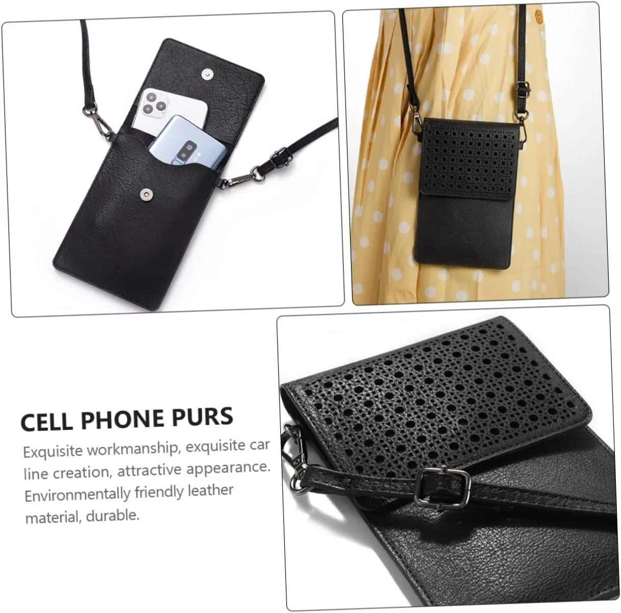 1pc Cell Phone Shoulder Bag Phone Crossbody Bag Pu Leather Phone Bag Leather Phone Purse Phone Casual