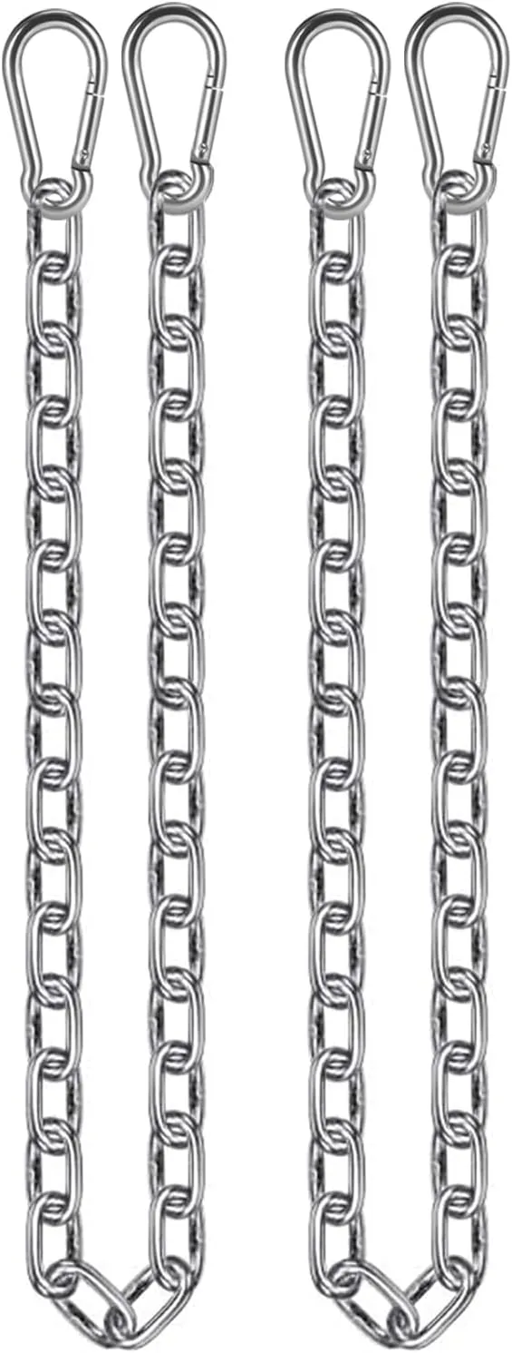 2 Pack 63in Hanging Chair Chain with 4 Carabiners, 500LB Capacity Hanging Kits Heavy Duty Hanging Chair Hardware for Hammock Swing Punching Bags Sandbag Indoor Outdoor Yoga Gym (Black)