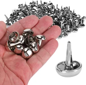 200Pcs Round Brads Purse Feet Handbag Nailheads Spike for DIY Leather Craft Purse Handbag Feet Nail Head, 15mm, Silver