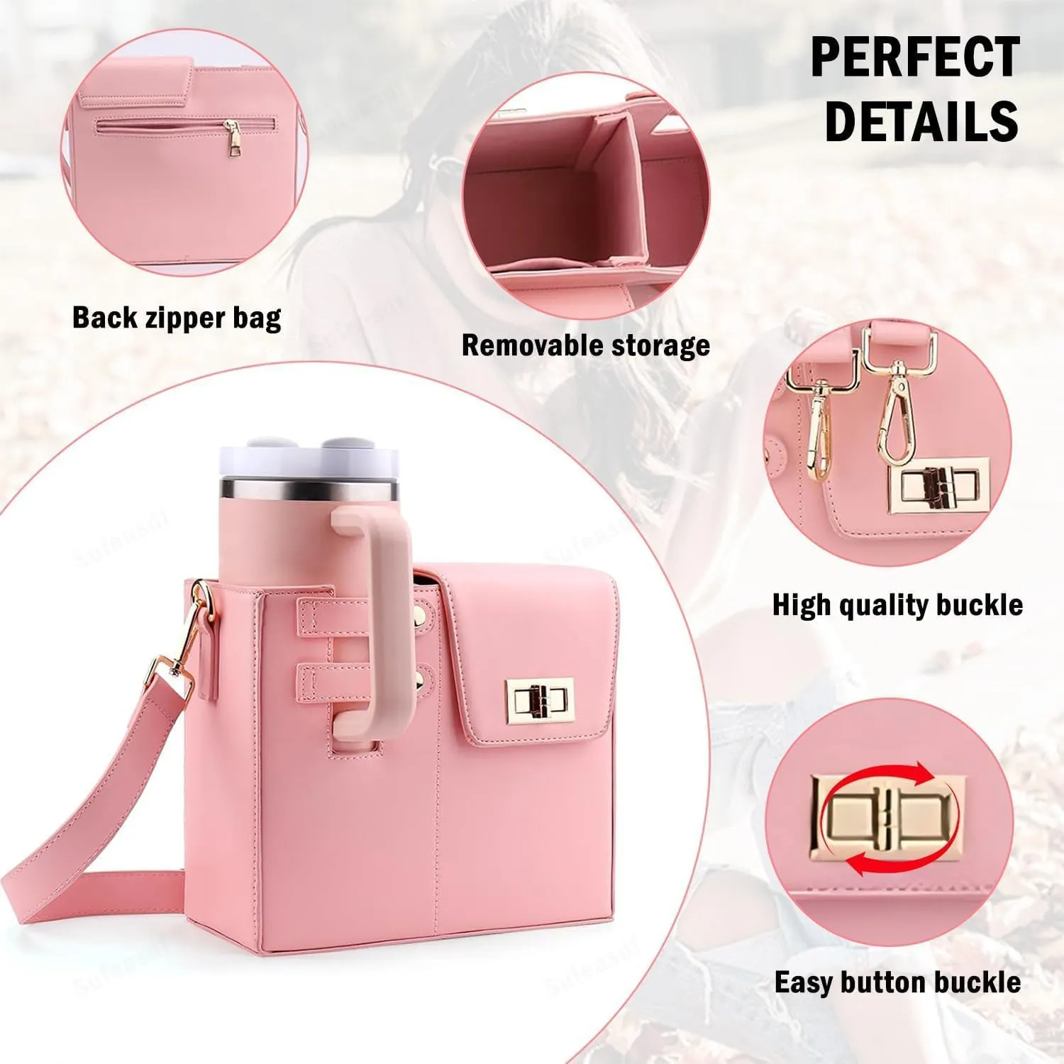2025 New Stanley Purse Cup Holder Bag Crossbody Water Cup Storage Bag Portable Cups Purses Stanley Cup Purse Holder 40 Oz