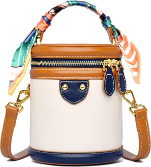 2025 New Summer Cylinder Bag, Colorblock Bucket Bag for Women, Fashionable Crossbody Bag, Women's Shoulder