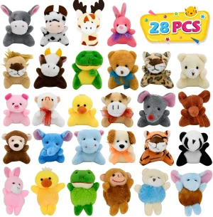 28 Pack Mini Plush Animals Toys Set, Cute Small Stuffed Animal Keychain Set，Carnival Prizes,Classroom Rewards,Goody Bags Filler,Party Favors