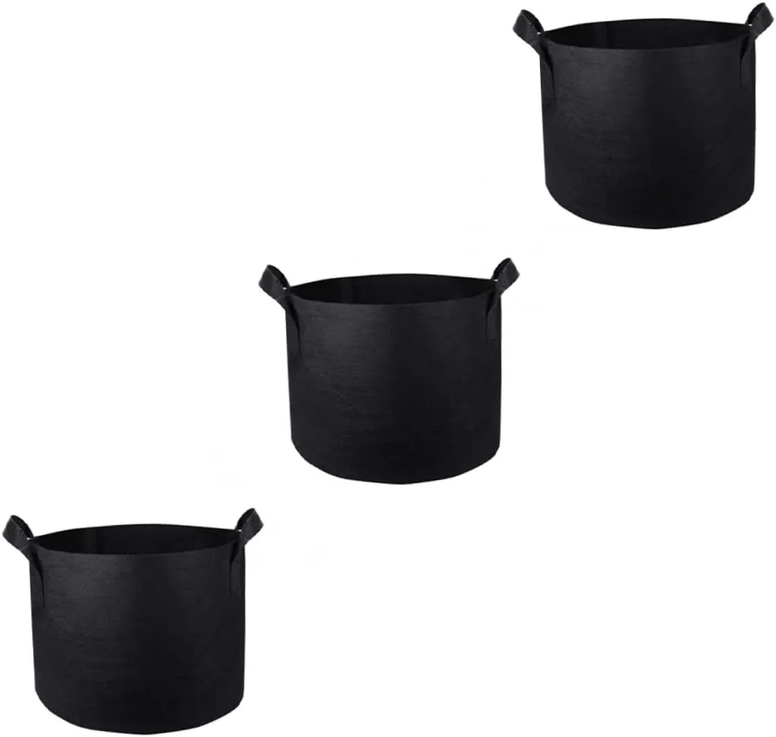 3-Piece Nonwoven Pe Grow Bags Set Non-Woven Flower Pot Planting Bag for Seedling Grow Bags Plant Bag Set Handle for Gardening Easy to Use and Portable