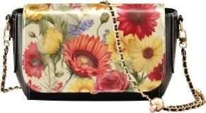 3d with Flowers on a Beige Leather Bag for Women Crossbody, Leather Shoulder Bags for Women