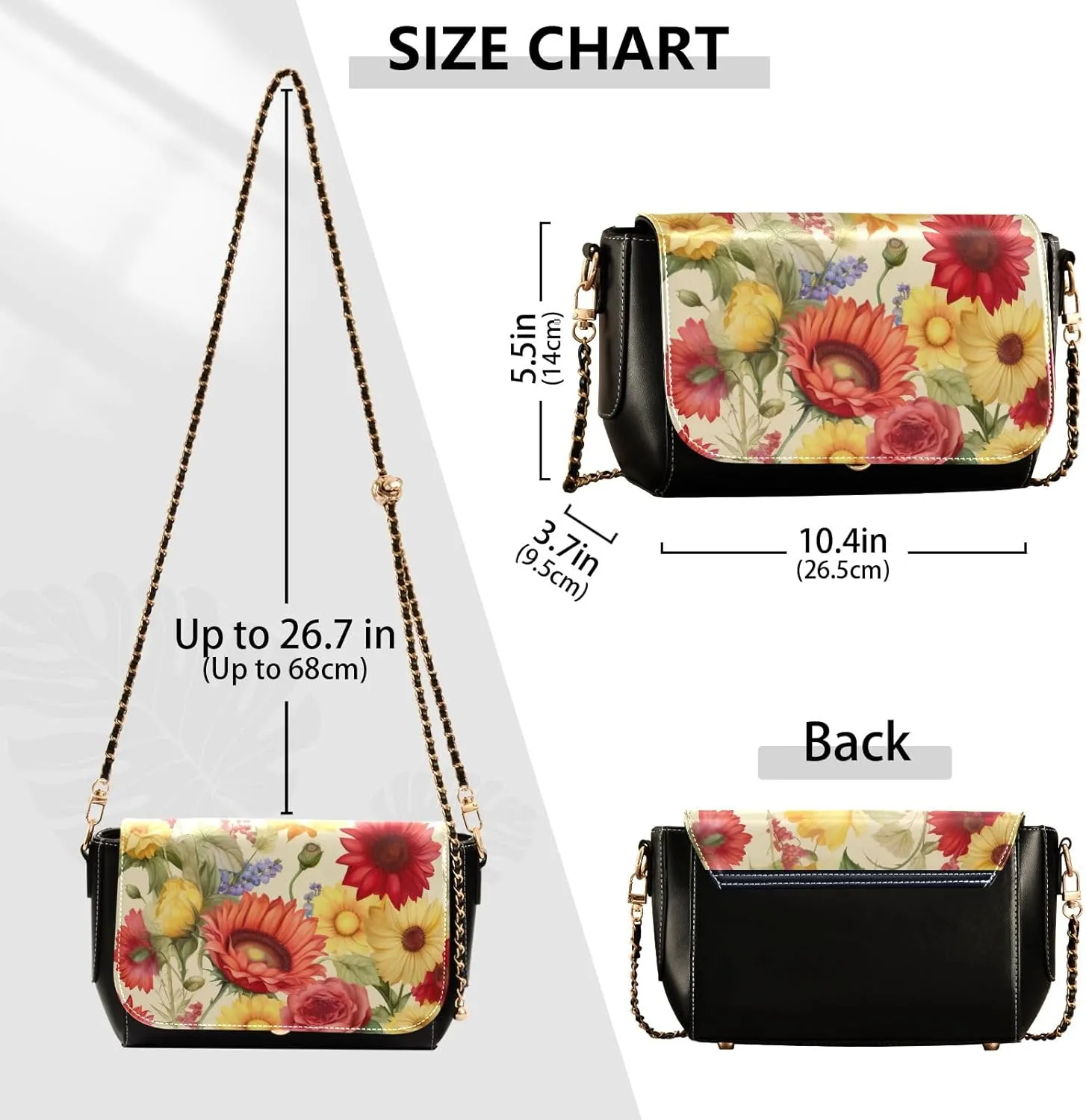 3d with Flowers on a Beige Leather Bag for Women Crossbody, Leather Shoulder Bags for Women