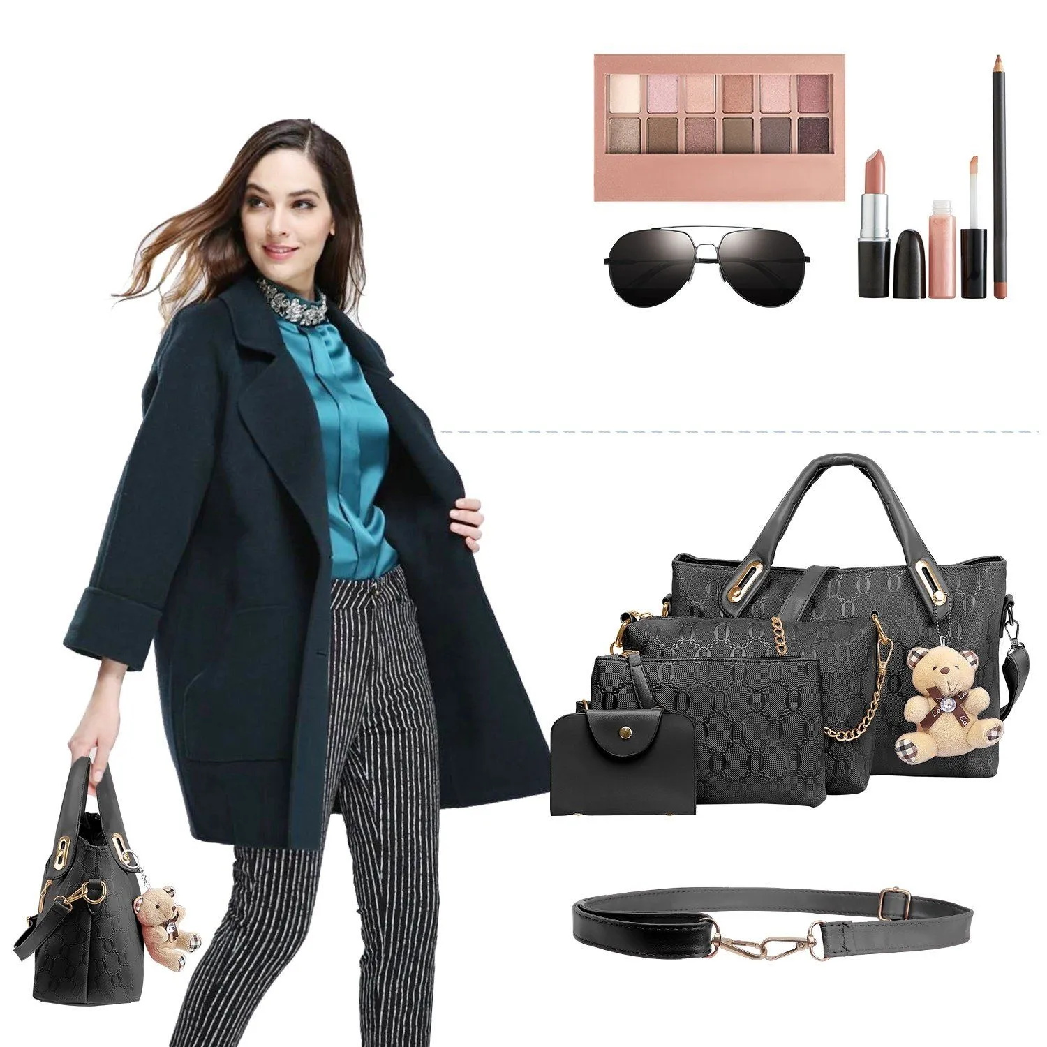 4-Pieces: Women Leather Handbag