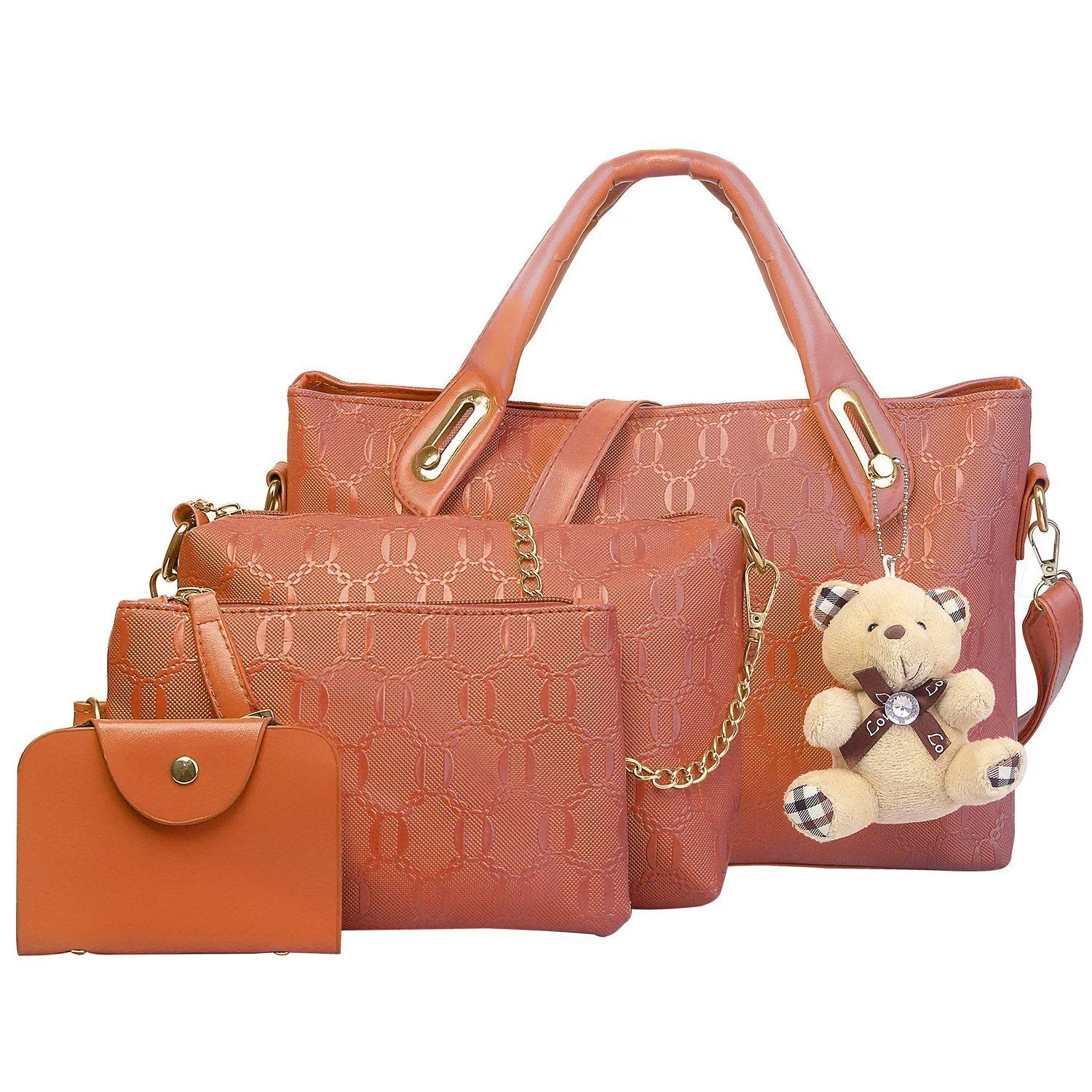 4-Pieces: Women Leather Handbag
