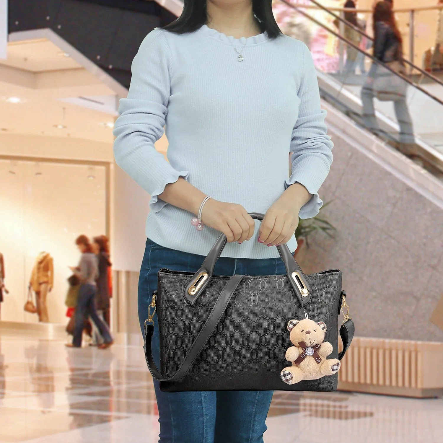 4-Pieces: Women Leather Handbag