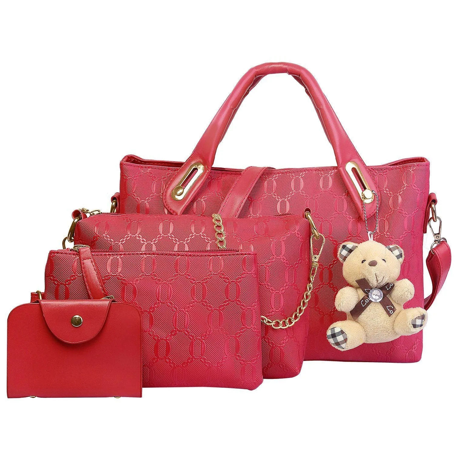 4-Pieces: Women Leather Handbag