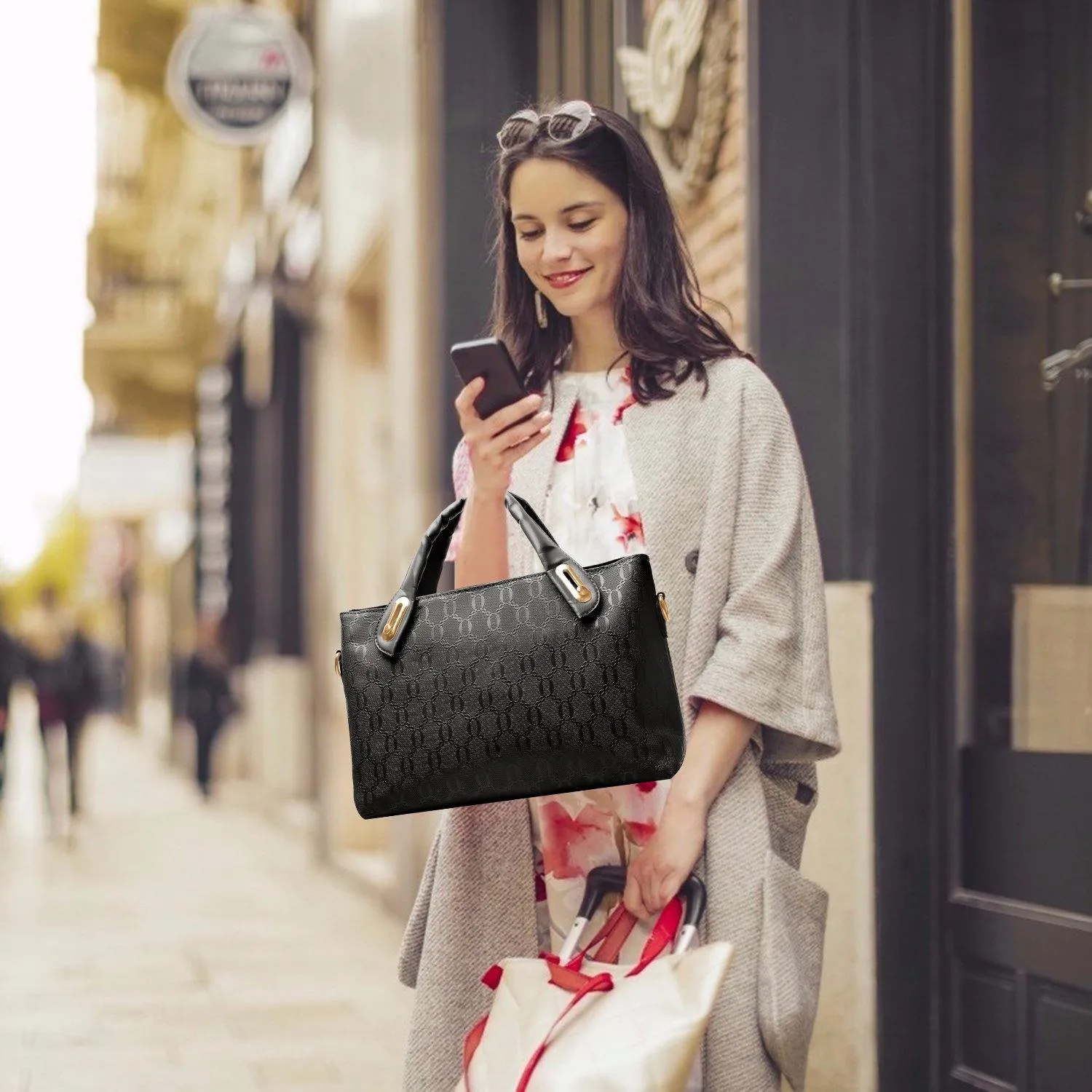 4-Pieces: Women Leather Handbag