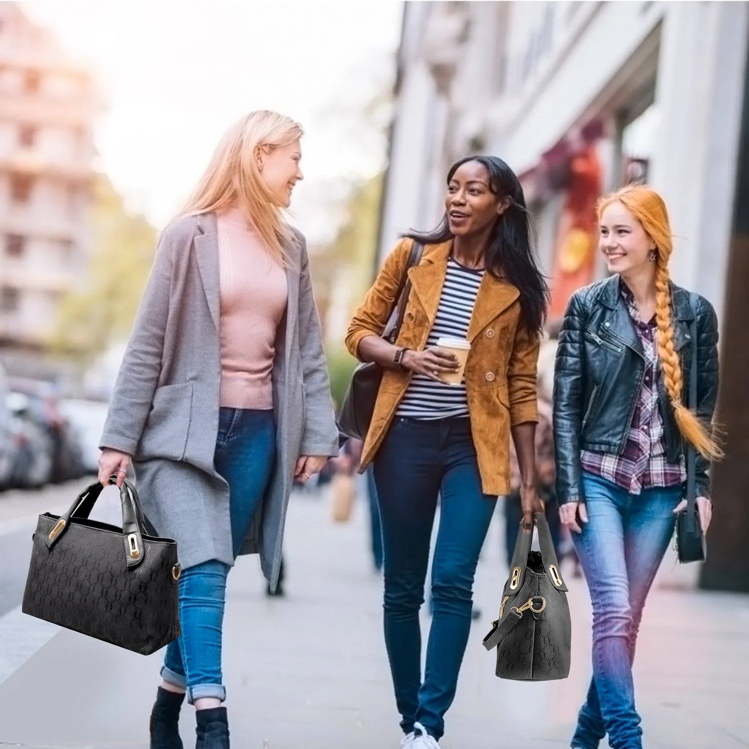 4-Pieces: Women Leather Handbag
