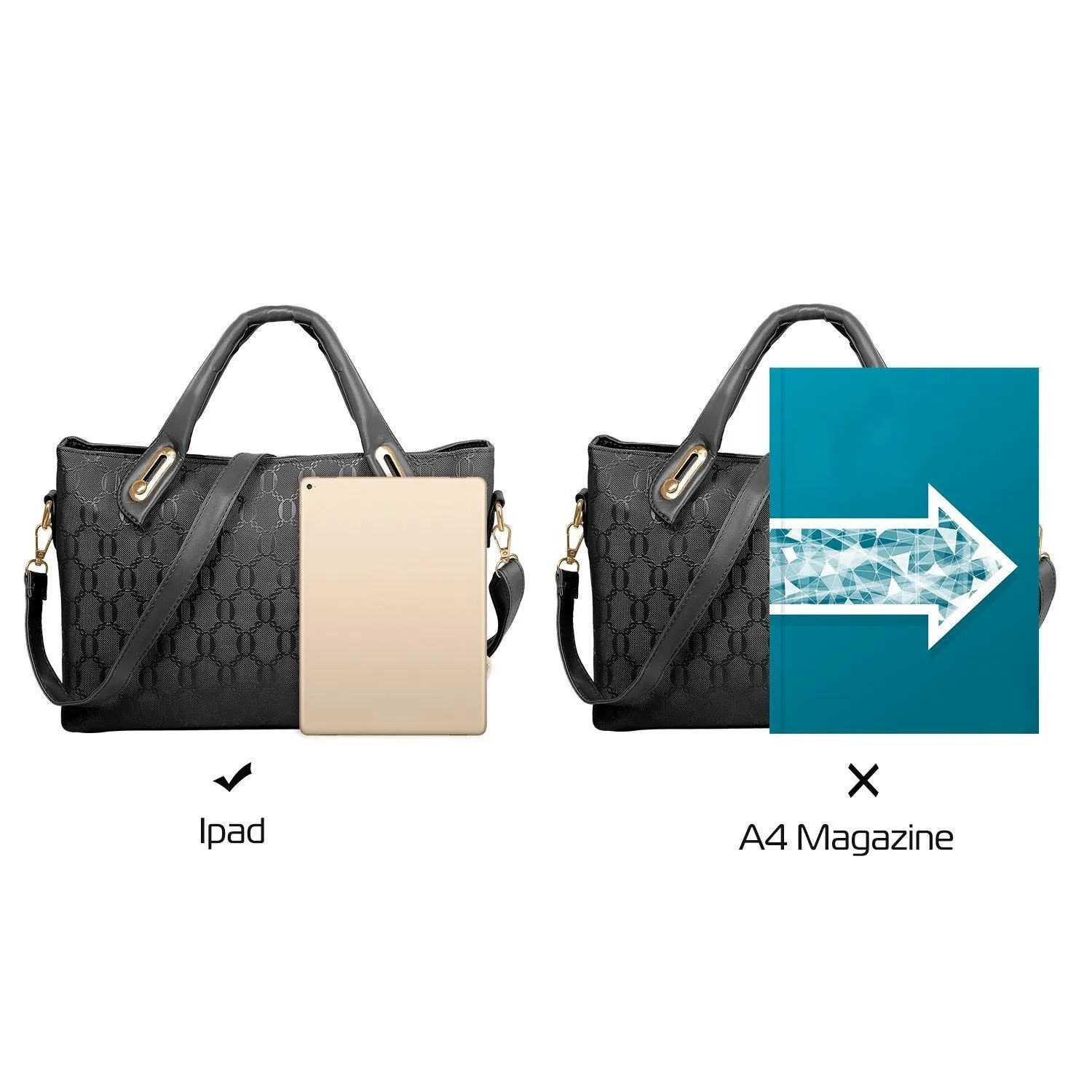 4-Pieces: Women Leather Handbag