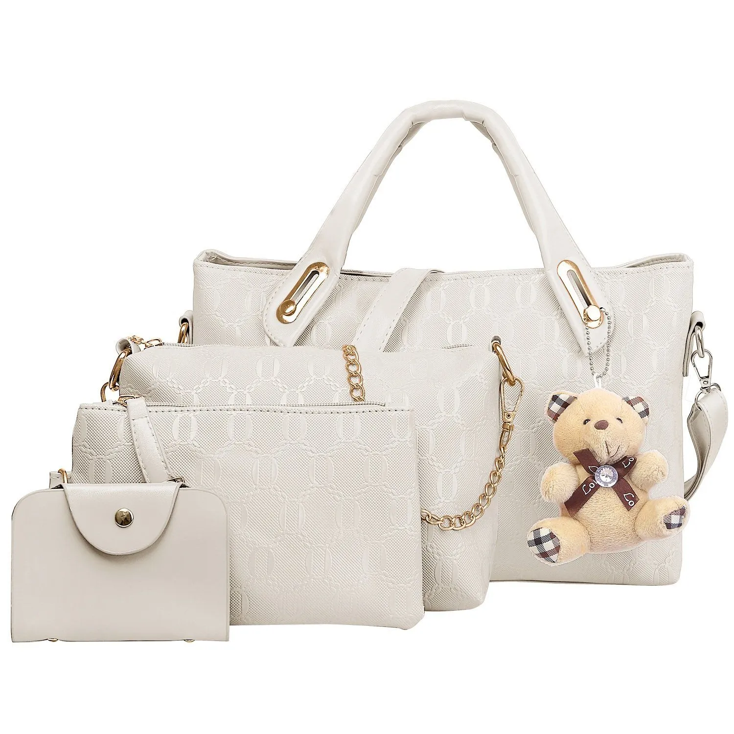 4-Pieces: Women Leather Handbag