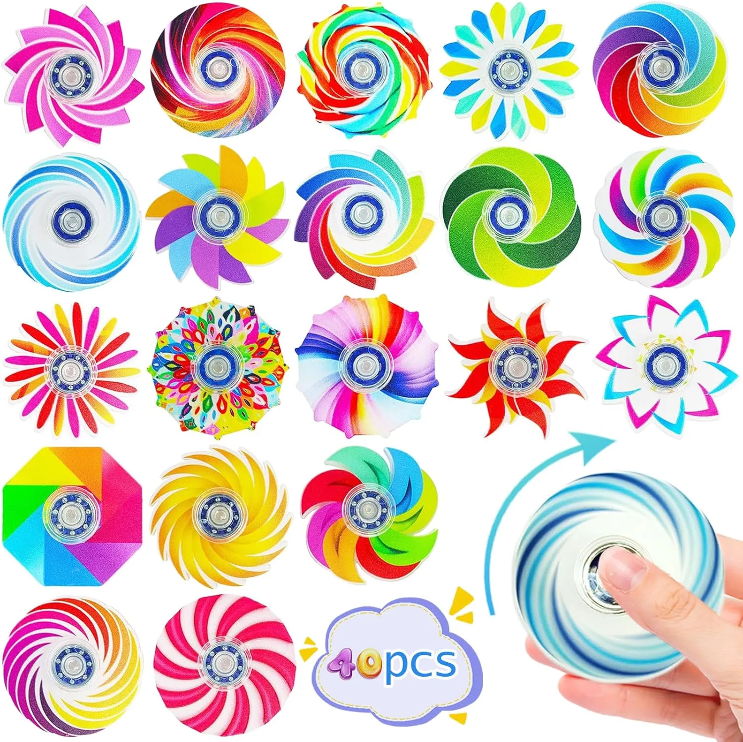 40 Pack Fidget Spinner Toys,Party Favors Supplies Birthday Gifts Goodie Bags Stuffers for Kids Adults,Sensory Toys for Boys Girls Anxiety ADHD Stress Relief,Carnival Treasure Box Toy Classroom Prizes