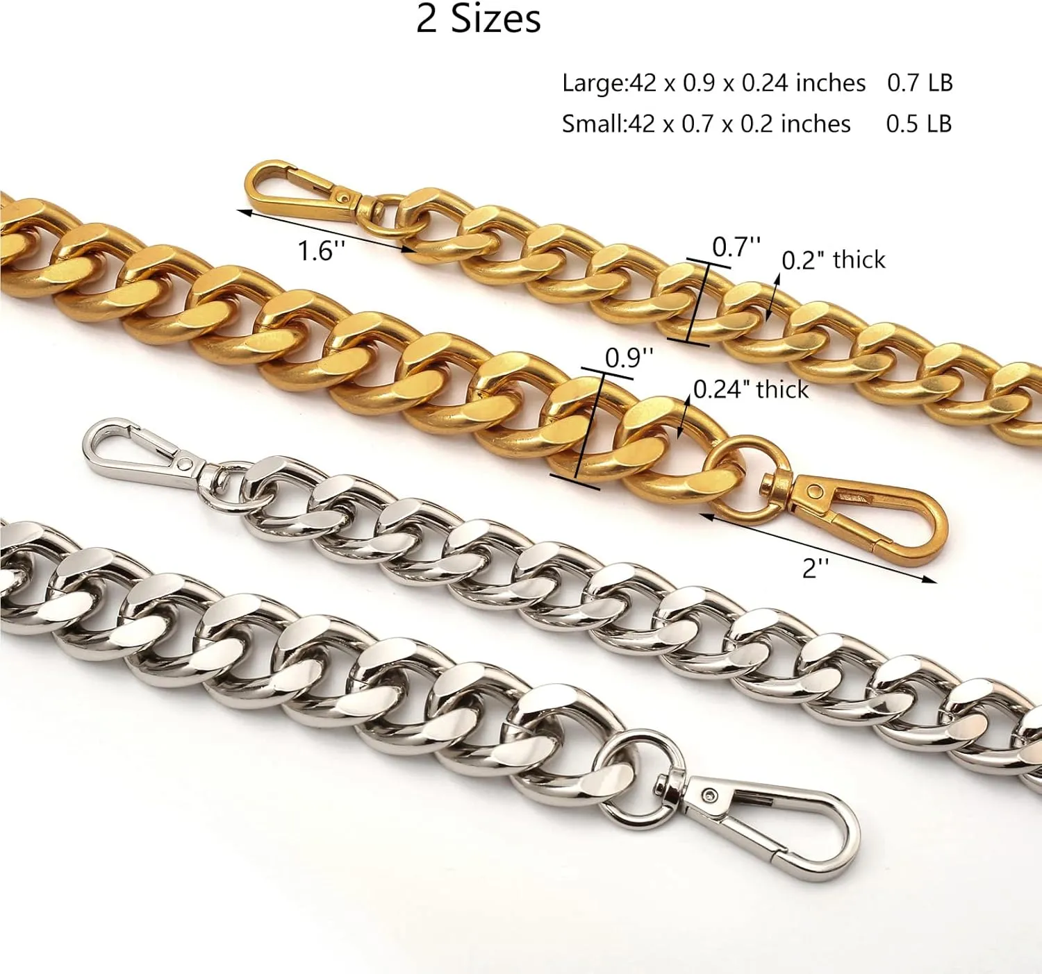 42''Substantial Big Metal Cross-Body Chain Purse Strap Replacement for Mini Wallet,Waist Pack,Chest Bag