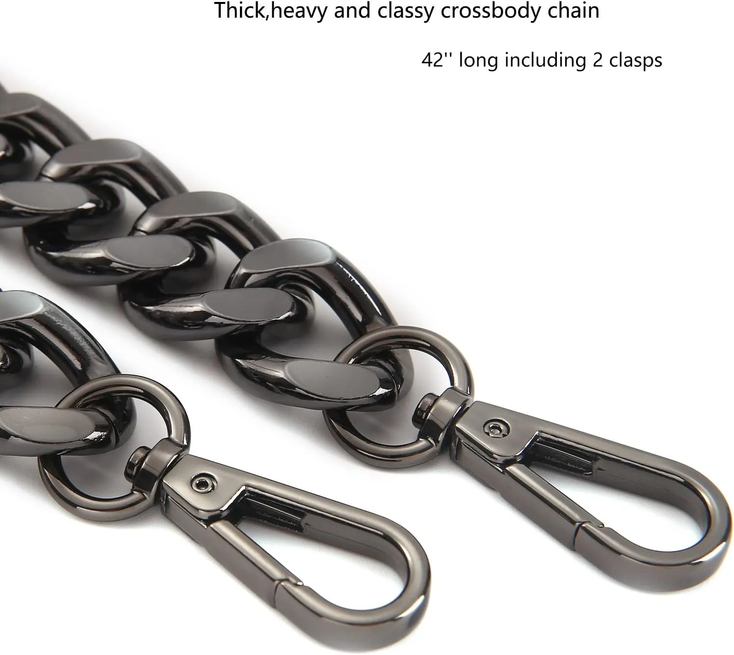 42''Substantial Big Metal Cross-Body Chain Purse Strap Replacement for Mini Wallet,Waist Pack,Chest Bag