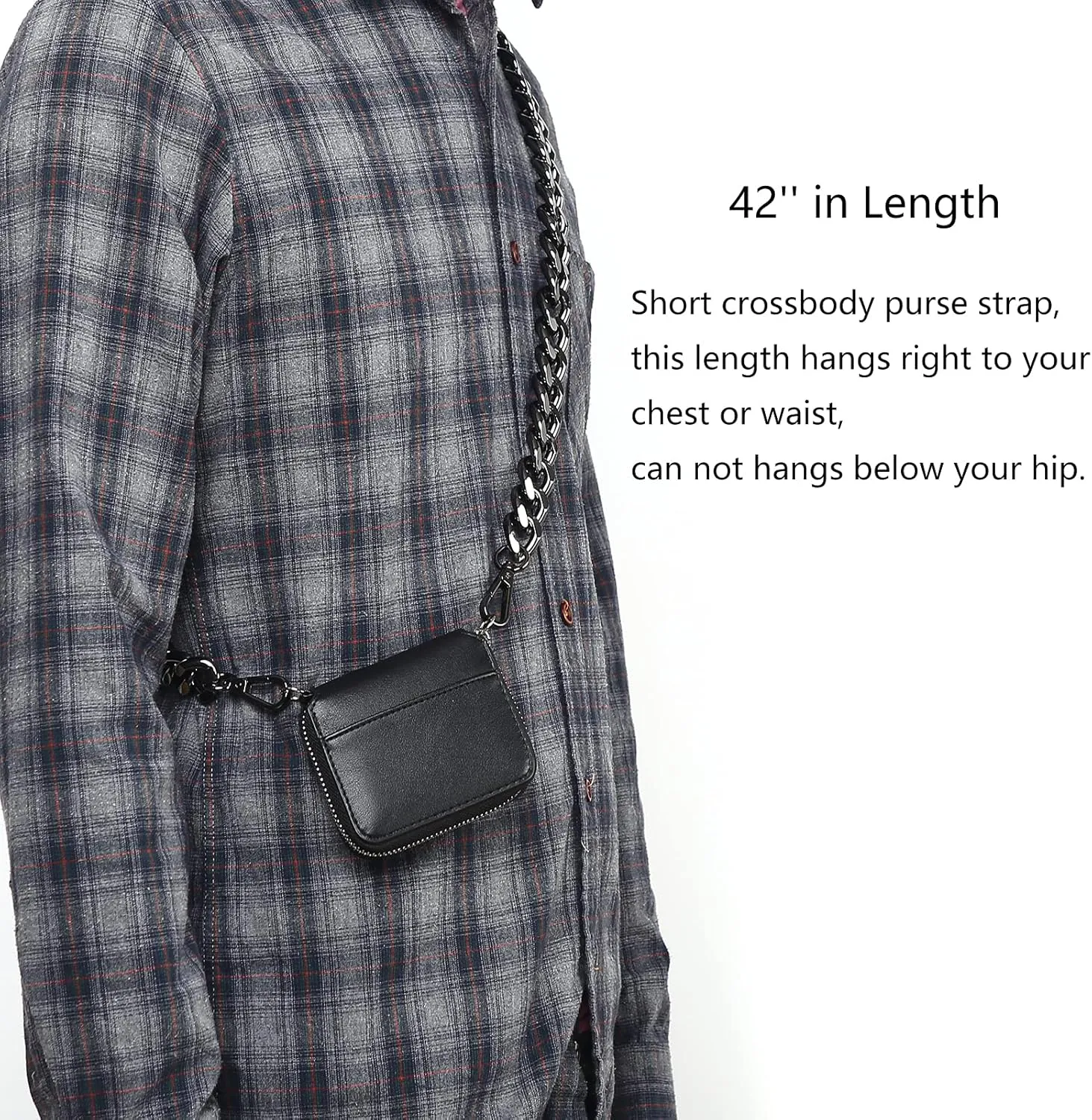 42''Substantial Big Metal Cross-Body Chain Purse Strap Replacement for Mini Wallet,Waist Pack,Chest Bag