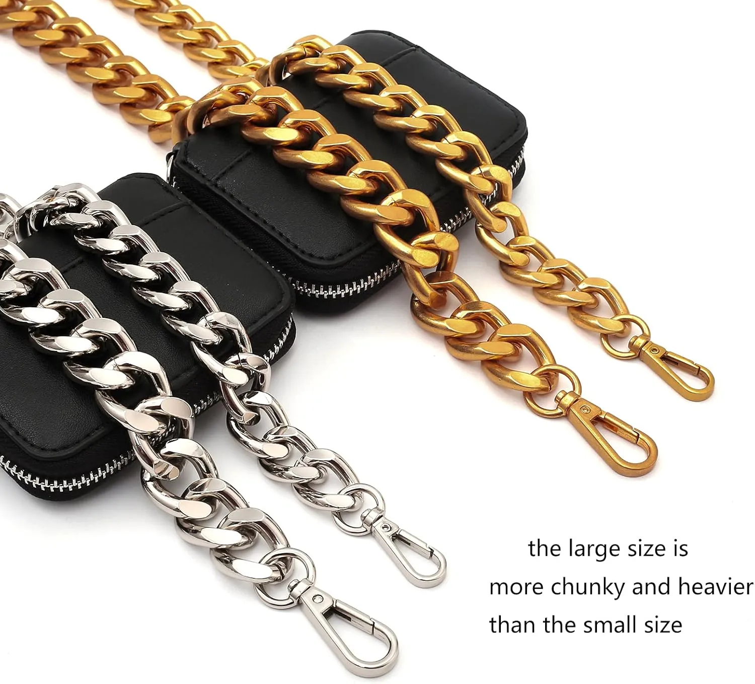 42''Substantial Big Metal Cross-Body Chain Purse Strap Replacement for Mini Wallet,Waist Pack,Chest Bag