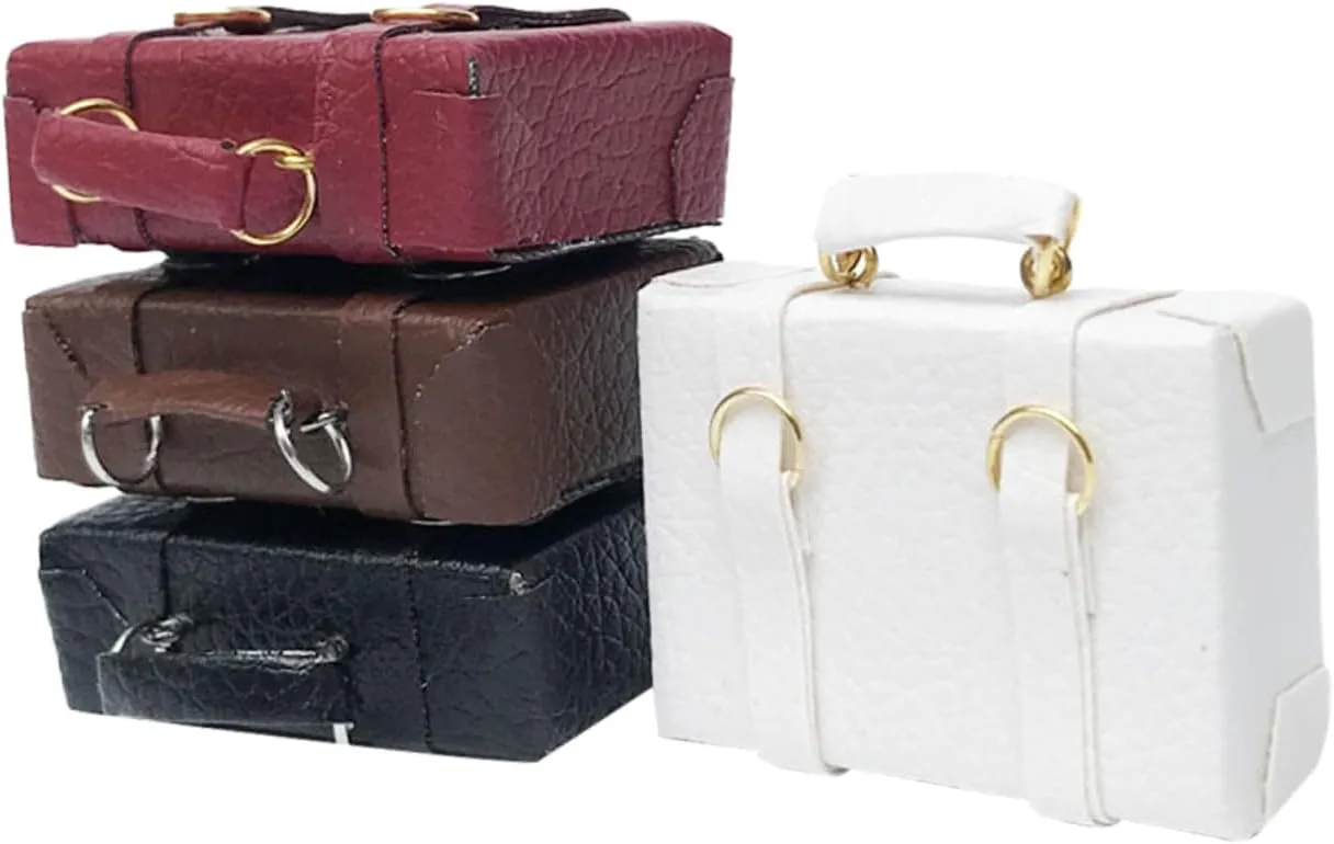 4pcs Dollhouse Suitcase Vintage Luggage Mini Doll House Mini Luggage Mini Toy Mini House Accessory Mini Wooden Case Props Skin Bags Mini Luggage Box