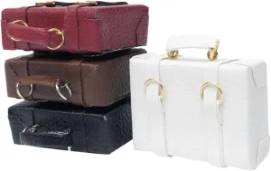 4pcs Dollhouse Suitcase Vintage Luggage Mini Doll House Mini Luggage Mini Toy Mini House Accessory Mini Wooden Case Props Skin Bags Mini Luggage Box