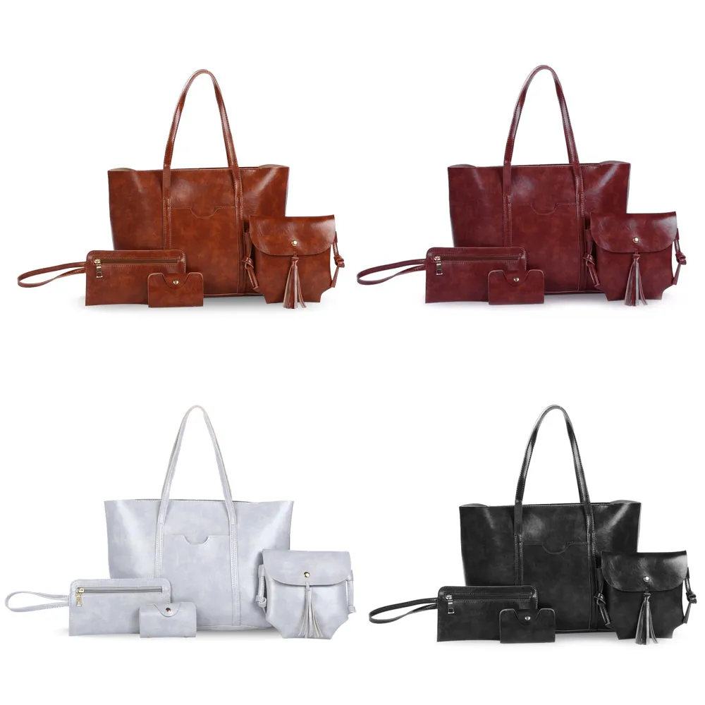 4pcs Women Tote Handbag Shoulder