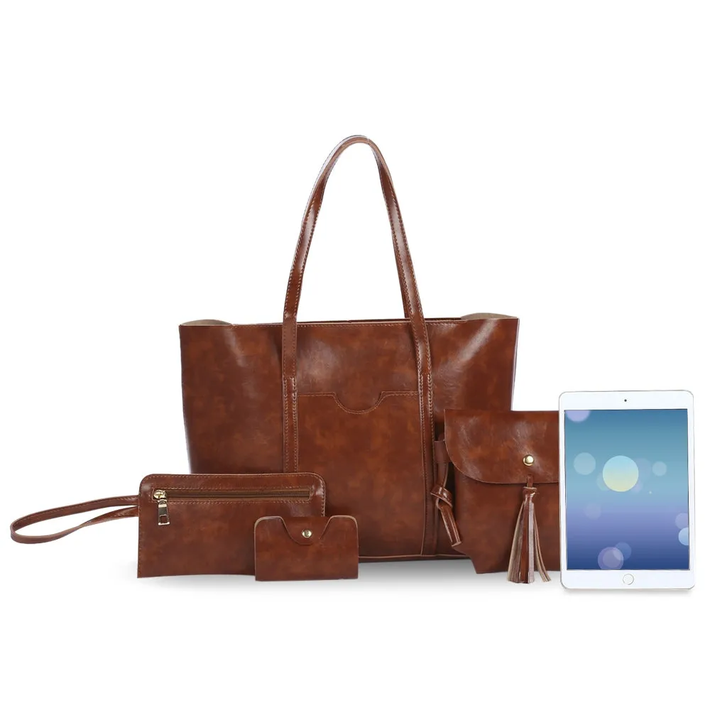 4pcs Women Tote Handbag Shoulder