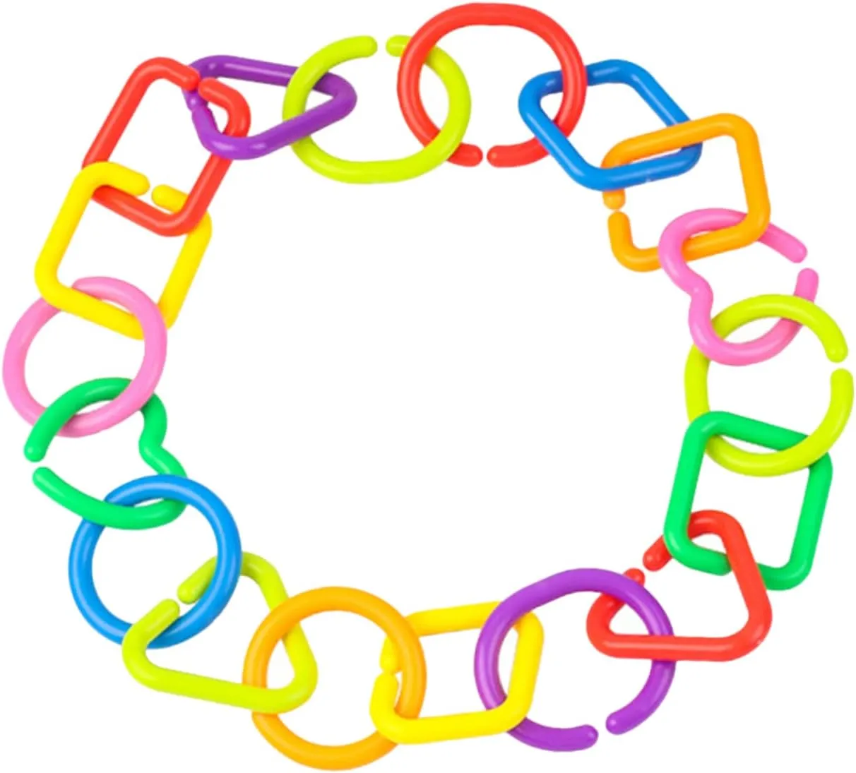 75pcs Geometric Linking for Boy Girl Sensory Toys for Cribs and Strollers Lightweight and Easy to Grip for Developing Fine Motor Skills Boy Girl and Toddlers Random Style