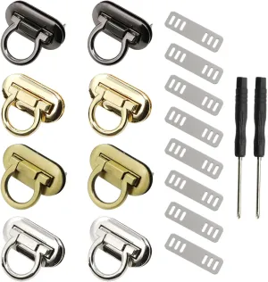 8 Sets Ring Turn Lock Clasp Purse Closure Twist Locks Fasteners Clip Clasp Buckles for DIY Handbag Shoulder Bag Closure Purse Making Supplies with Mini Screwdriver (4 Colors)