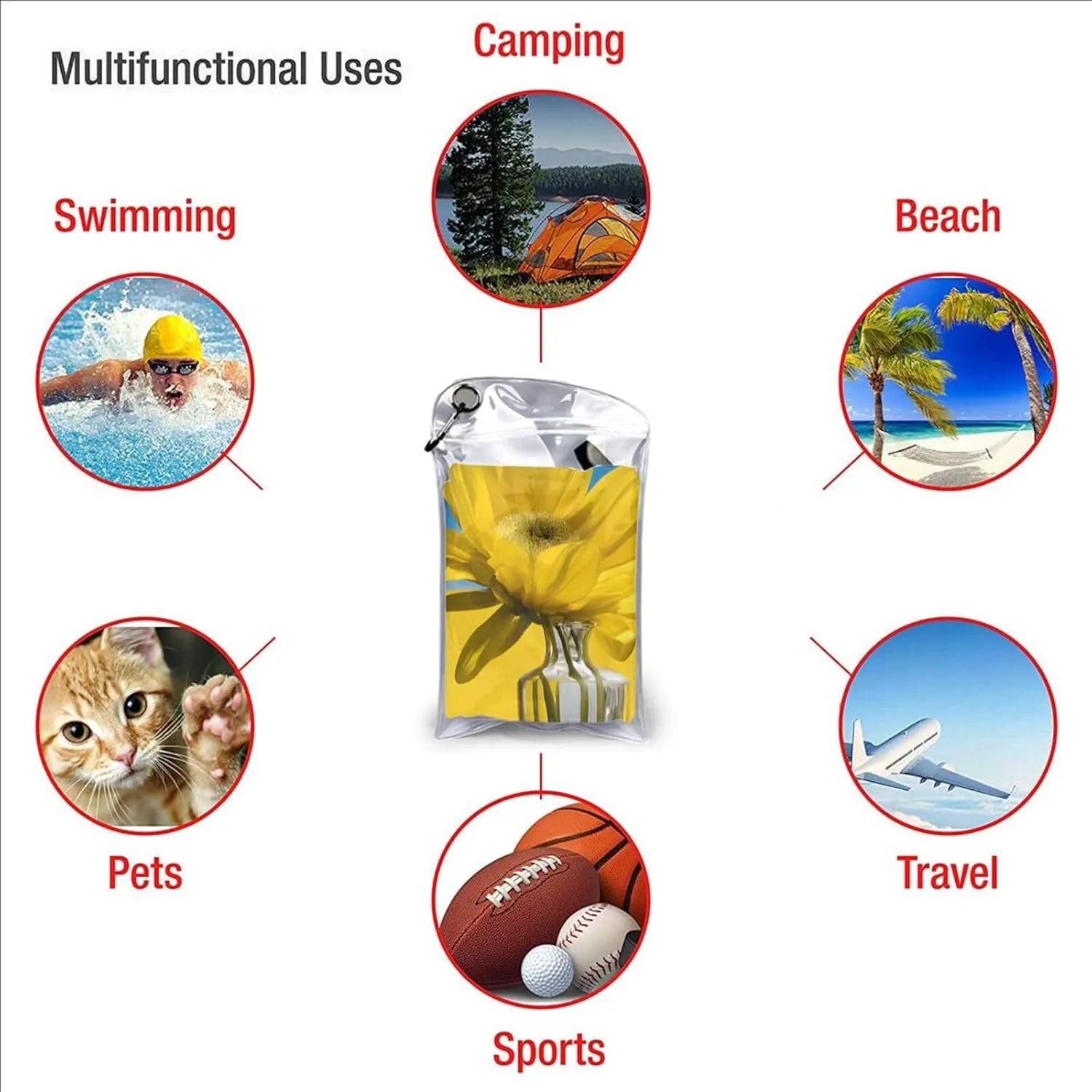 A Beautiful Sunflower Premium Compact Microfiber Travel Towel-Featherlight & Quick Dry,Sand-Resistant Beach Towel for Swimming,Camping,Vacation Essentials with Carry Pouch