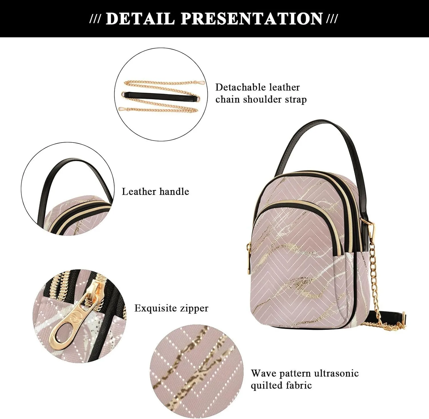 Abstract Painting Gold Waves Womans Purse, Cross over Bag for Woman Womens Small Purse