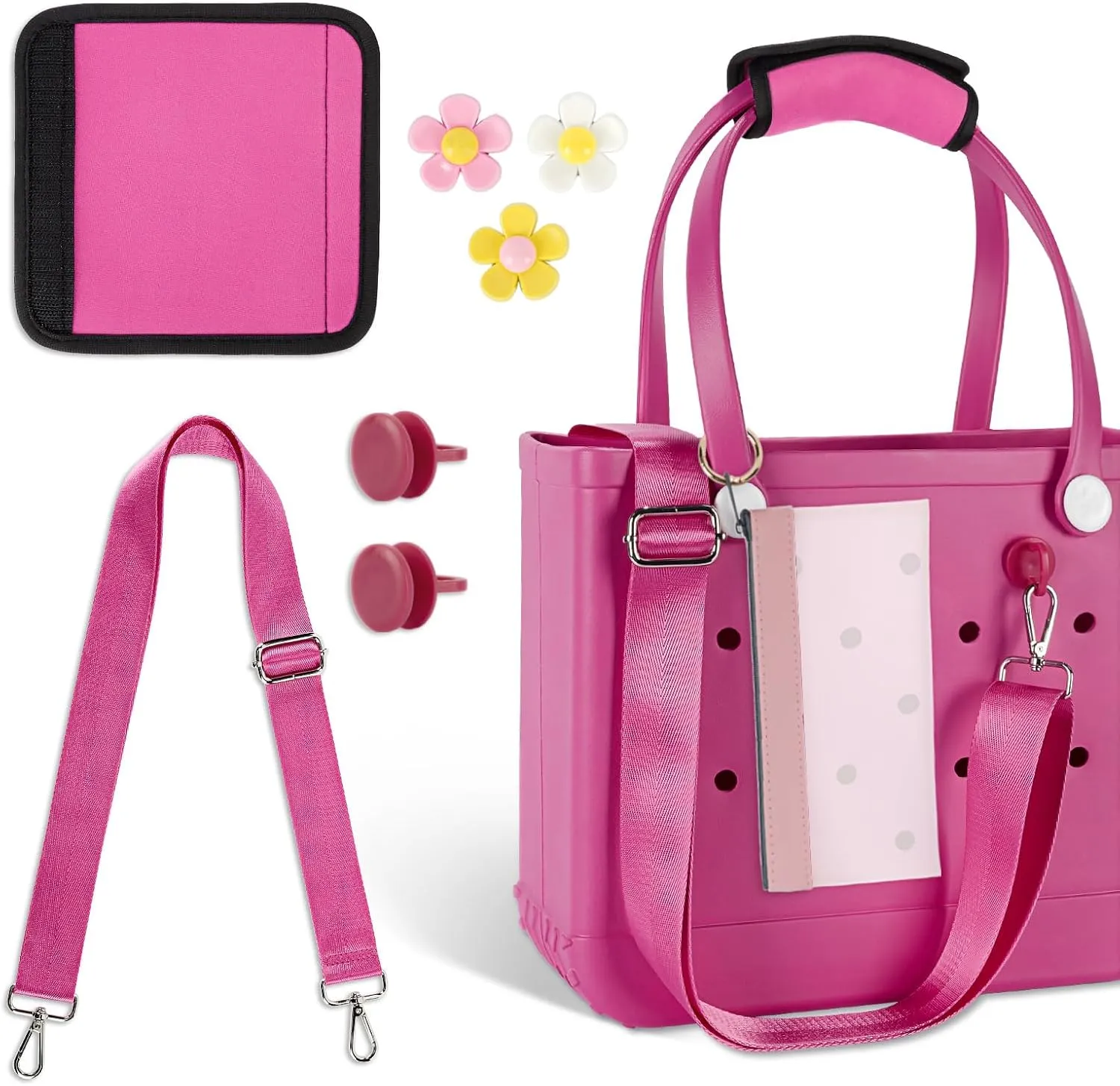 Adjustable Crossbody Shoulder Straps Wrap Set with Detachable Pad, Keychain Clear Purse Bag Compatible with B0gg Bag