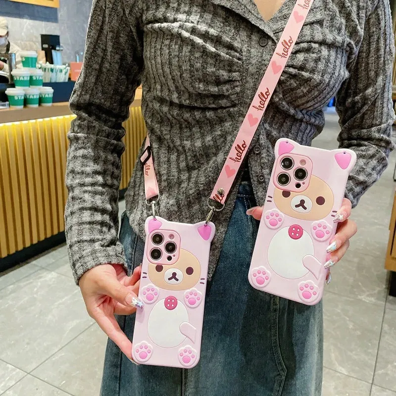 Adorable Bear Crossbody Case for Samsung A-Series 📱🐻✨