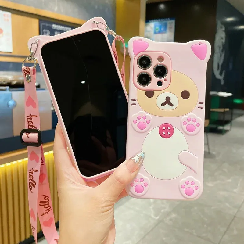 Adorable Bear Crossbody Case for Samsung A-Series 📱🐻✨