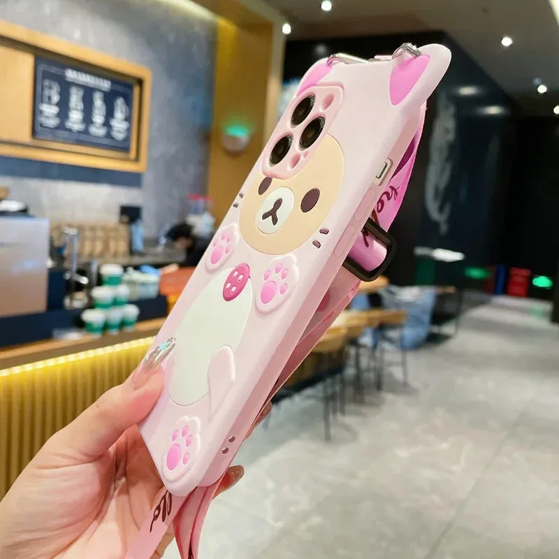 Adorable Bear Crossbody Case for Samsung A-Series 📱🐻✨