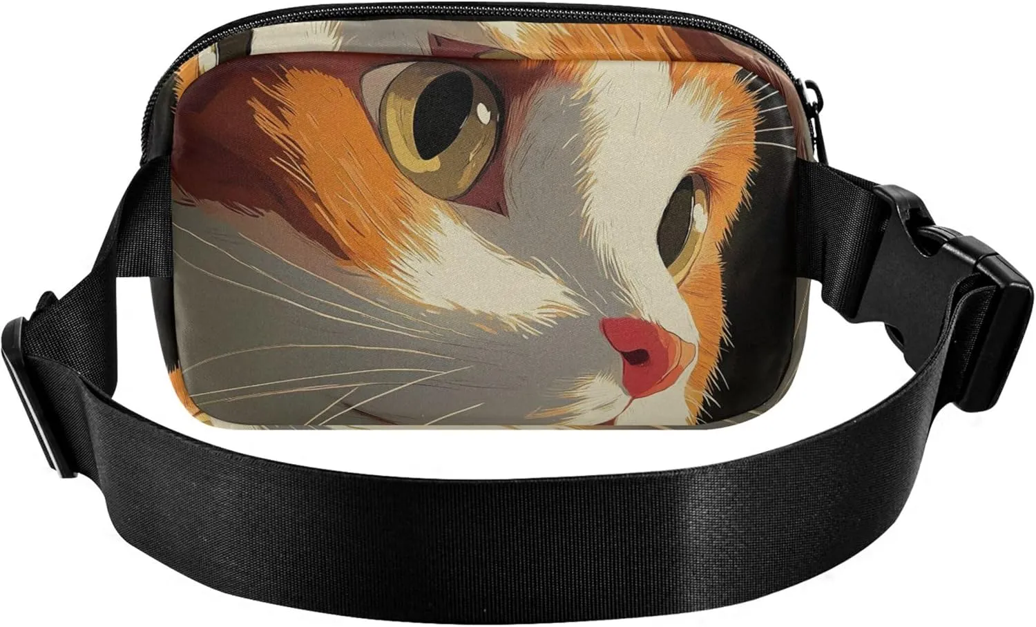 Adorable Orange Cat Face Art Fanny Pack for Women Waterproof Anti Theft Belt Bag Neon Travel Waist Bag