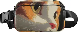 Adorable Orange Cat Face Art Fanny Pack for Women Waterproof Anti Theft Belt Bag Neon Travel Waist Bag