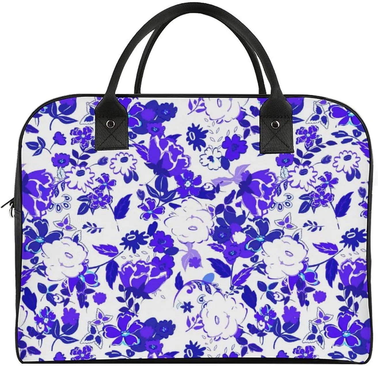 Adult Large Capacity Nylon Blue Leaves Modern Handbag for Touring 13" X 19" X 8"