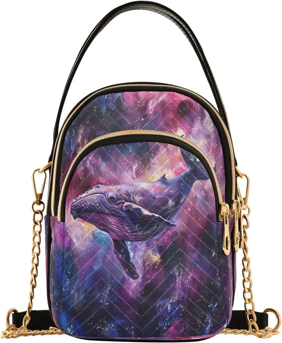 ALAZA Chain Crossbody Bags for Women Whale Galaxy Nebula Space Quilted Shoulder Crossbody Handbags Travel Cross Body Cell Phone Purses Bags