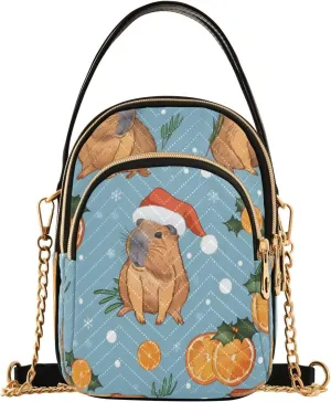 ALAZA Quilted Crossbody Bags for Women,Capybaras Juicy Oranges Women's Crossbody Handbags Small Travel Purses Phone Bag