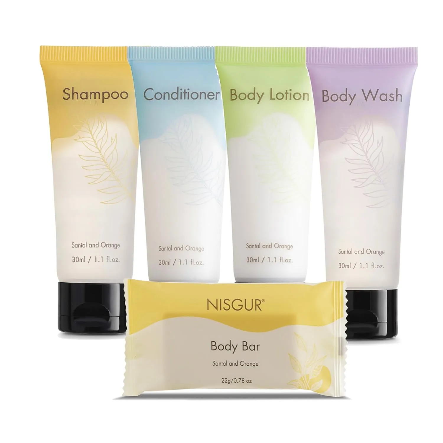 All in Kit Hotel Toiletry Set Hotel Bar Soap Shampoo Conditioner Body Lotion Bath Gel 5-Piece Toiletry Kit Total 150 Pieces Per case
