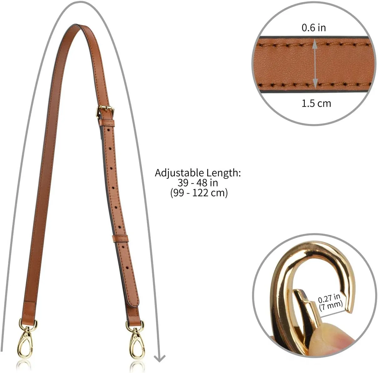 Allzedream Genuine Leather Purse Strap Replacement Crossbody Handbag Long Adjustable