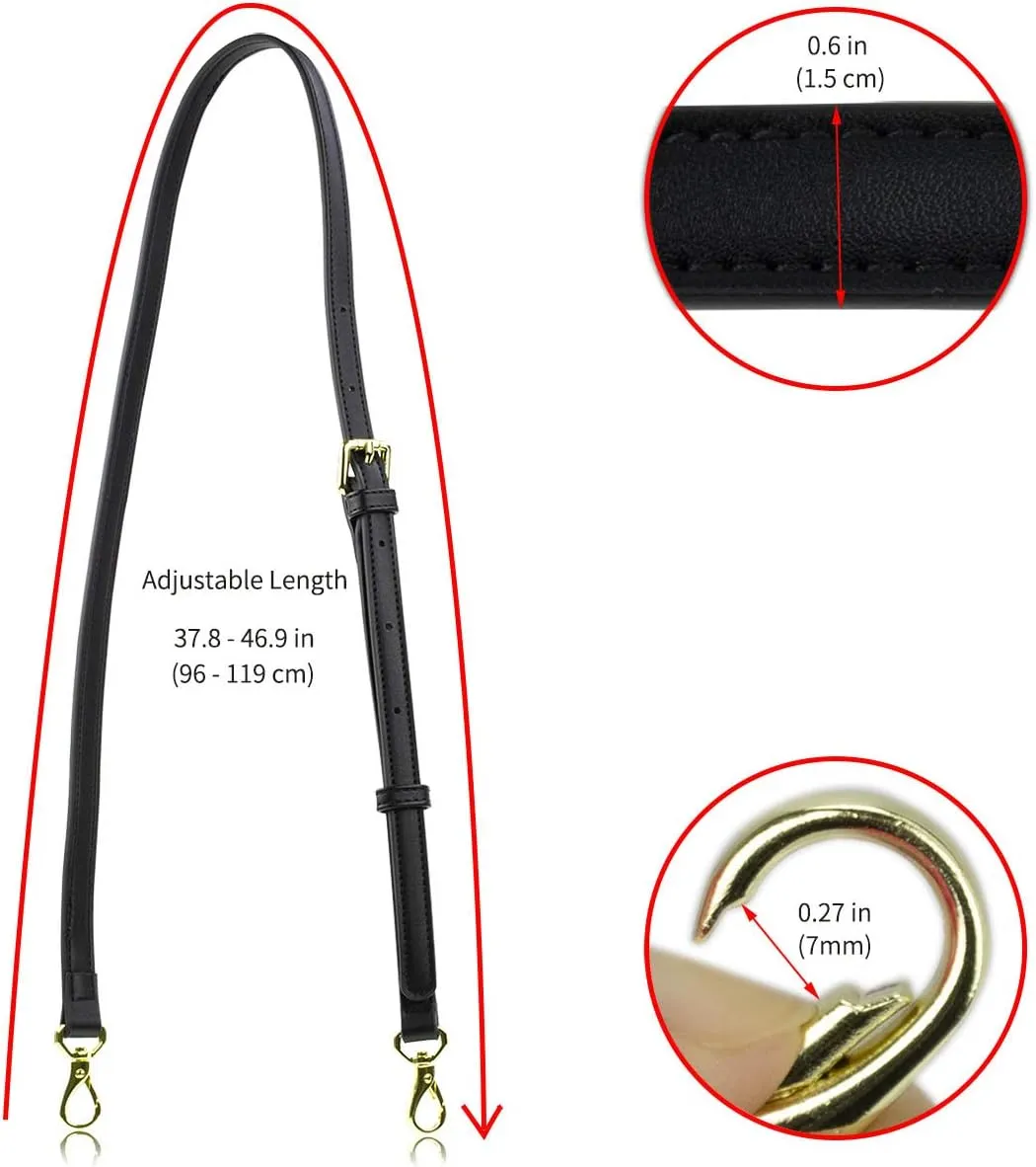Allzedream Leather Purse Strap Replacement Crossbody Handbag Long Adjustable (Black)