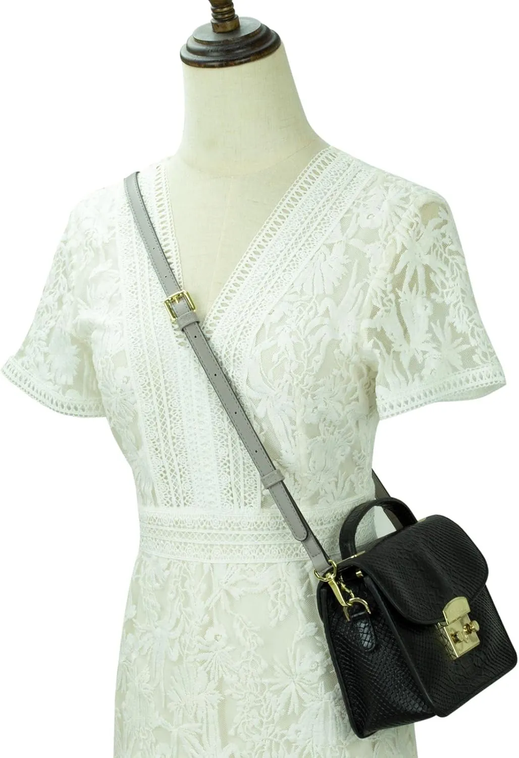 Allzedream Leather Purse Strap Replacement Crossbody Handbag Long Adjustable (Grey)