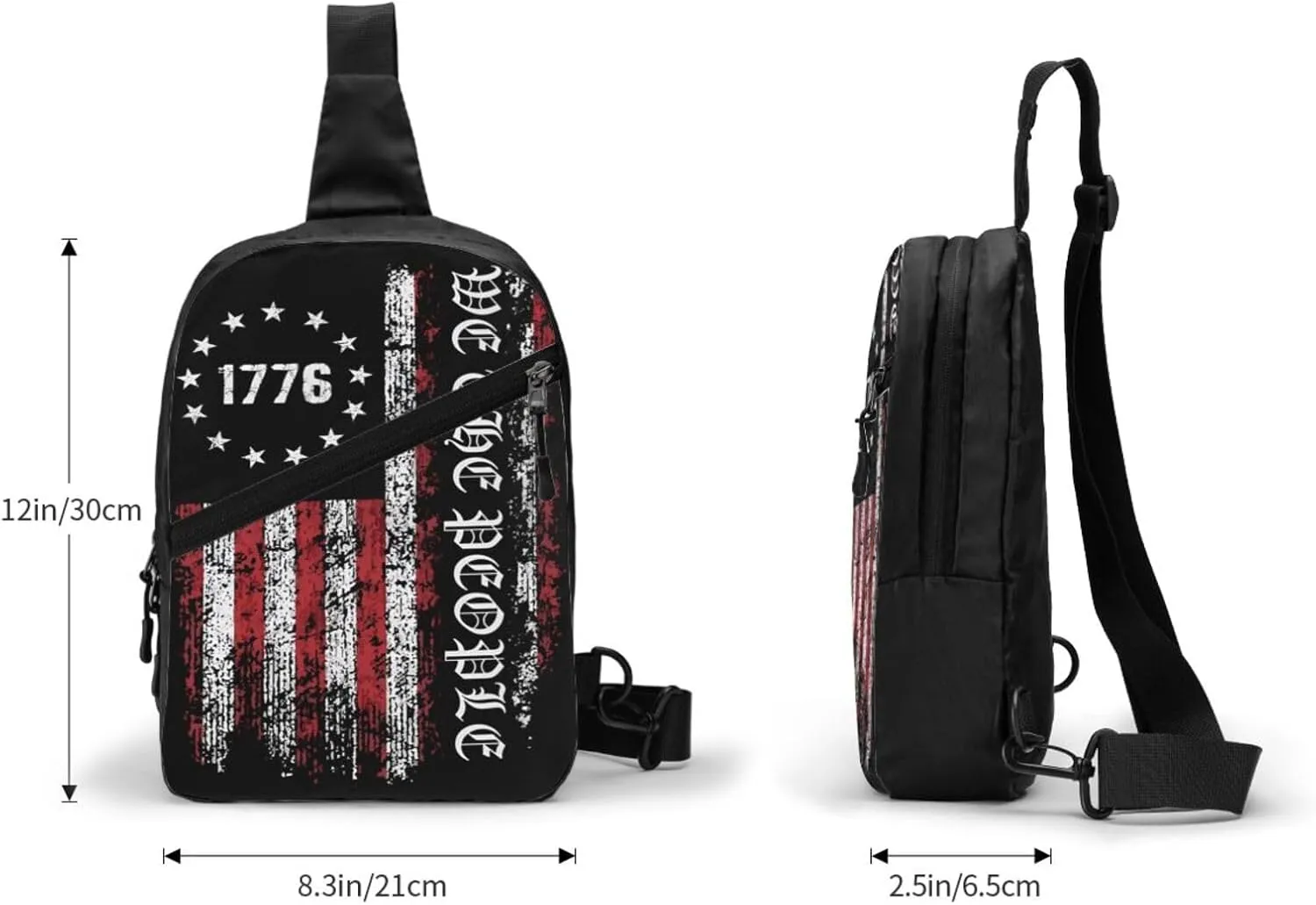 America We The People American Flag Portable Sling Bags Packable Crossbody Bag Foldable Sport Daypack Reusable Shoulder Backpack Diagonally Chest Bag for Workout Travel